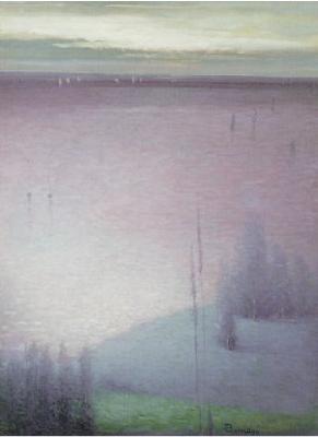 Twilight on the Hudson, Harmony by Leon Dabo - Auction record, sale price, and art valuation. Compare with similar artists and explore comparable artworks.